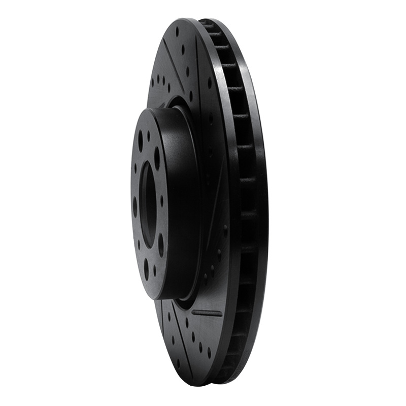 Volvo S60 Brake Rotor (1) - Front Right - R1 Concepts - Drilled & Slotted - Black - `99-`09